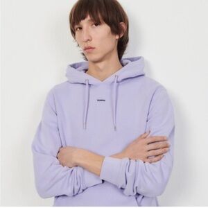 Sandro Mens Logo Hoodie Light Purple Embroidered Sweatshirt Designer Sz L